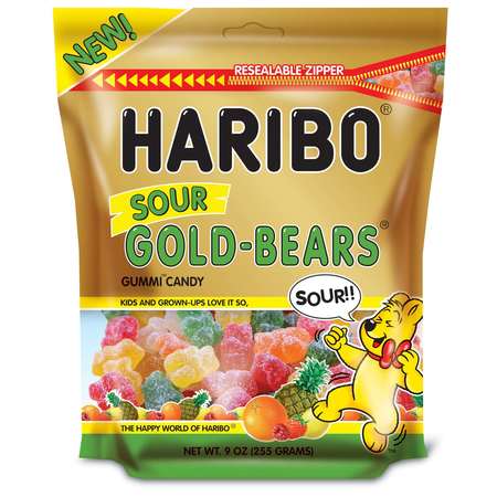 HARIBO Confectionery Sour Gold-Bears Stand-Up Resealable Bag 9 oz., PK8 31233